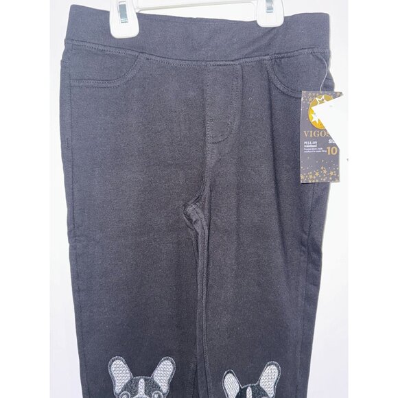 Vigoss Kids Black dog  Embroidered Leggings 10 - Picture 2 of 8